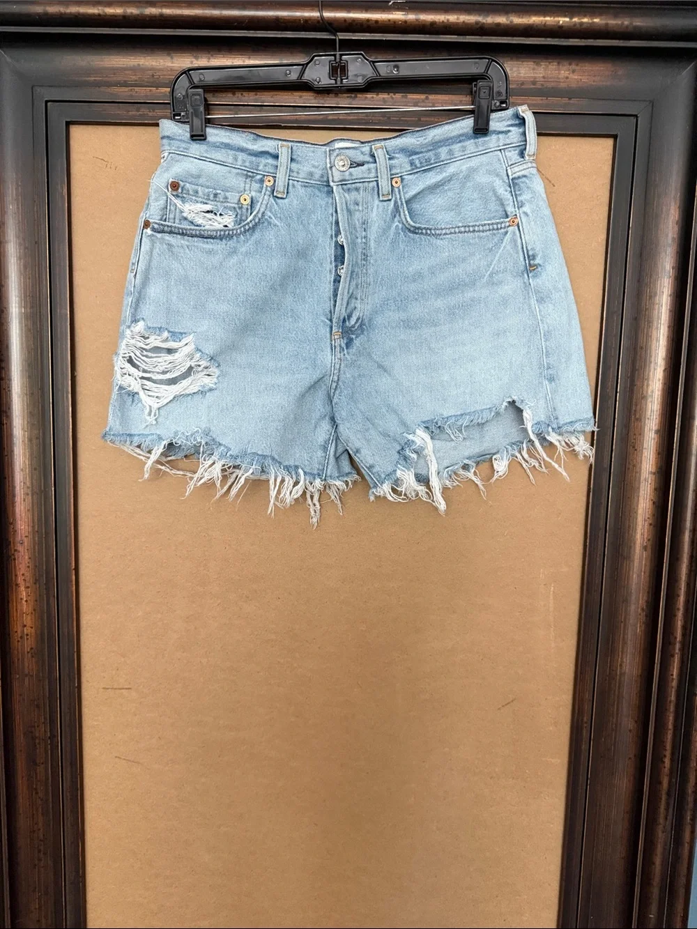 Citizens of Humanity Annabelle Long Light Blue Distressed Denim Women's Shorts